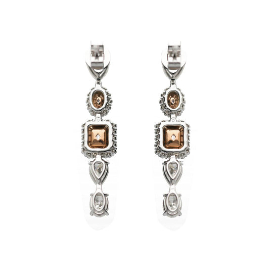 GIA Certified 5.3 Carat Fancy Pink Orange & White Diamond 18K Drop Earrings