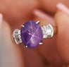 GIA Certified 5.32 Carat Purple Star Sapphire and Diamond Ring, Platinum