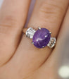 GIA Certified 5.32 Carat Purple Star Sapphire and Diamond Ring, Platinum