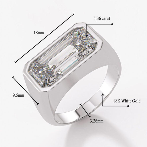 GIA Certified 5.36 Carat Emerald Cut Diamond East West Bezel Unisex Ring