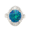 GIA Certified 5.38 Carat Black Opal and Diamond Ballerina Vintage Platinum Ring