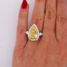 GIA Certified 6.06 Carat Fancy Intense Yellow Pear Cut Diamond 18K Ring