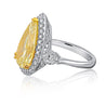 GIA Certified 6.06 Carat Yellow Pear Diamond Halo Filigree Shank Engagement Ring