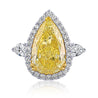 GIA Certified 6.06 Carat Yellow Pear Diamond Halo Filigree Shank Engagement Ring