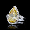 GIA Certified 6.06ct Yellow Pear Diamond Halo 18K Ring