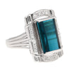 GIA Certified 6.40 Carat Blue Indicolite Tourmaline Vintage Retro Platinum Ring