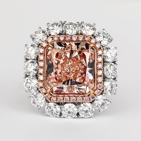 GIA Certified 6.53 Carat Fancy Pink-Brown & White Diamond Ring