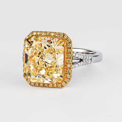 GIA Certified 6.6 Carat Fancy Yellow Diamond 18K Gold Split Shank Ring