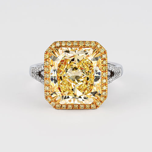 GIA Certified 6.6 Carat Fancy Yellow Diamond 18K Gold Split Shank Ring