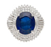 GIA Certified 6.75 Carat Oval Blue Sapphire and Diamond Ballerina Ring