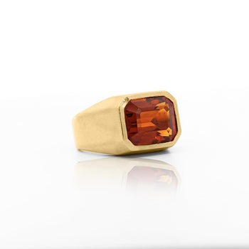 GIA Certified 7 Carat Citrine 18K Gold Solitaire Bezel Set Mens Ring – Assay Jewelers