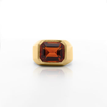 GIA Certified 7 Carat Citrine 18K Gold Solitaire Bezel Set Mens Ring – Assay Jewelers