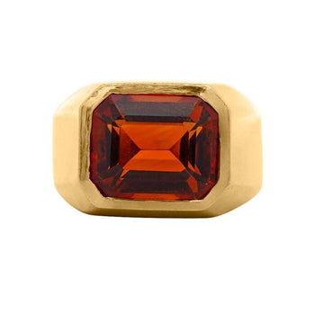 GIA Certified 7 Carat Citrine 18K Gold Solitaire Bezel Set Mens Ring – Assay Jewelers