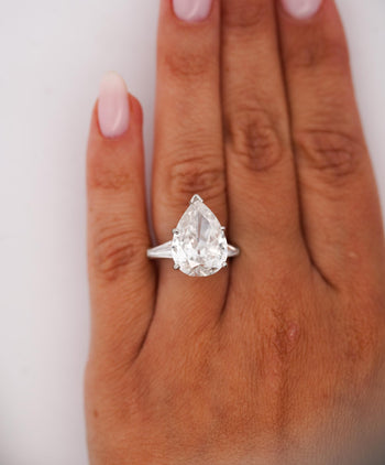 GIA Certified 7.03 Carat Pear Cut F/SI2 Diamond Platinum 3 Stone Ring – Assay Jewelers