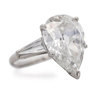 GIA Certified 7.03 Carat Pear Cut F/SI2 Diamond Platinum 3 Stone Ring – Assay Jewelers