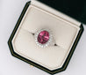 GIA Certified 7.60 Carat No Heat Pink Spinel and Diamond Ring in Platinum