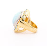 GIA Certified 8 Carat White Opal With Orange Garnet & Aquamarine Halo Ring