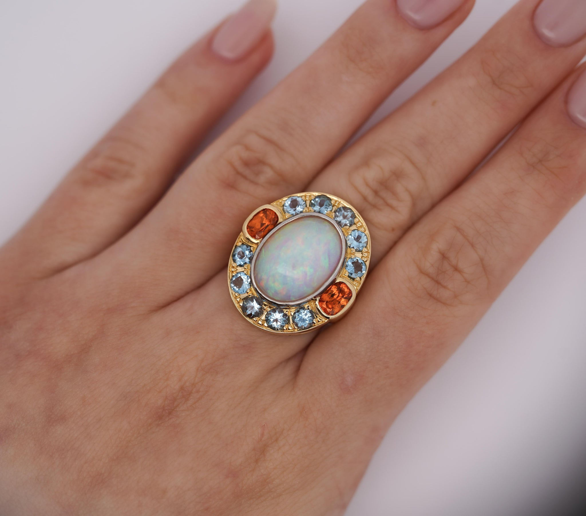 Orange Fire Opal Vintage Style Ring, See Fire on Video 8mm Lab Created Opal,  925 Sterling Vintage Style W/cz Trims - Etsy