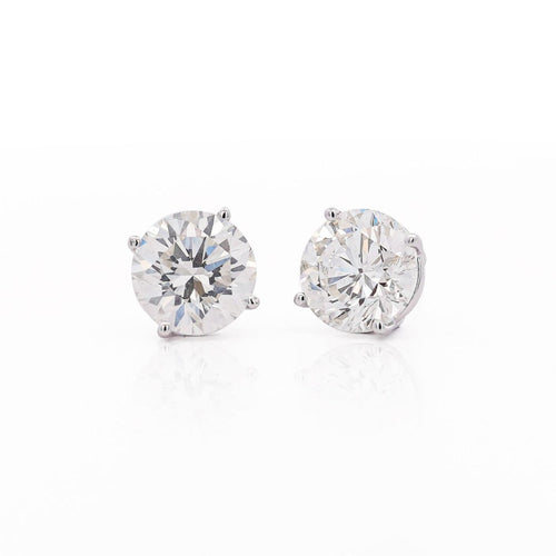 GIA Certified 8.02 Carat TW Natural Round Cut Diamond Stud Earrings