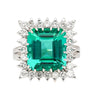 GIA Certified 8.17 Carat Tourmaline and Diamond Halo Square Shape Platinum Ring