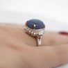 GIA Certified 8.45 Carat Black Opal & Diamond Halo Platinum Vintage Ring