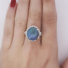 GIA Certified 8.45 Carat Black Opal & Diamond Halo Platinum Vintage Ring