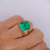 GIA Certified 8.64 Carat Colombian Emerald & Baguette Diamond Mens Ring in 18K Yellow Gold-Rings-ASSAY