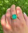 8.64 Carat Colombian Emerald & Baguette Diamond Mens Ring in 18K Yellow Gold-Rings-ASSAY