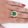 GIA Certified 9 Carat Jadeite Jade Type A and Diamond Halo Ring