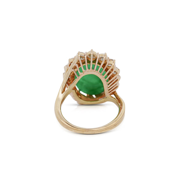 GIA Certified 9 Carat Jadeite Jade Type A and Diamond Halo Ring