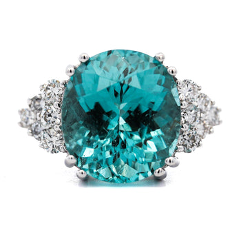 GIA Certified 9.48 Carat Paraiba Tourmaline Diamond Cluster Ring – Assay Jewelers