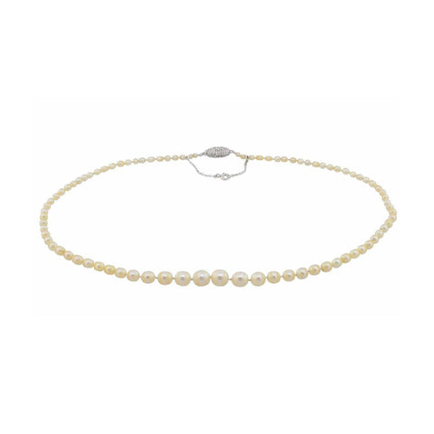 GIA Certified Antique Cartier Salt Water Pearl Necklace with Original Box