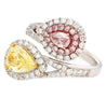 GIA Certified Fancy Intense Yellow & Fancy Light Pink Diamond Toi Et Moi Ring in 18K White Gold-Rings-ASSAY