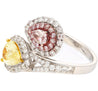 GIA Certified Fancy Intense Yellow & Fancy Light Pink Diamond Toi Et Moi Ring in 18K White Gold-Rings-ASSAY