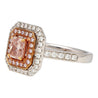 GIA Certified Fancy Orangy Pink Diamond Double Halo 18K White Gold Ring