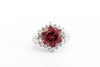 GIA Certified Hexagon Cut Pink Tourmaline with Diamond Halo Star Shape Ring in 18K White Gold