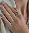 GIA Certified Minor Oil Zambian Emerald & Trillion Diamond 3-Stone Ring in 18K