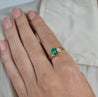 GIA Certified Minor Oil Zambian Emerald & Trillion Diamond 3-Stone Ring in 18K-Rings-ASSAY