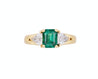 GIA Certified Minor Oil Zambian Emerald & Trillion Diamond 3-Stone Ring in 18K