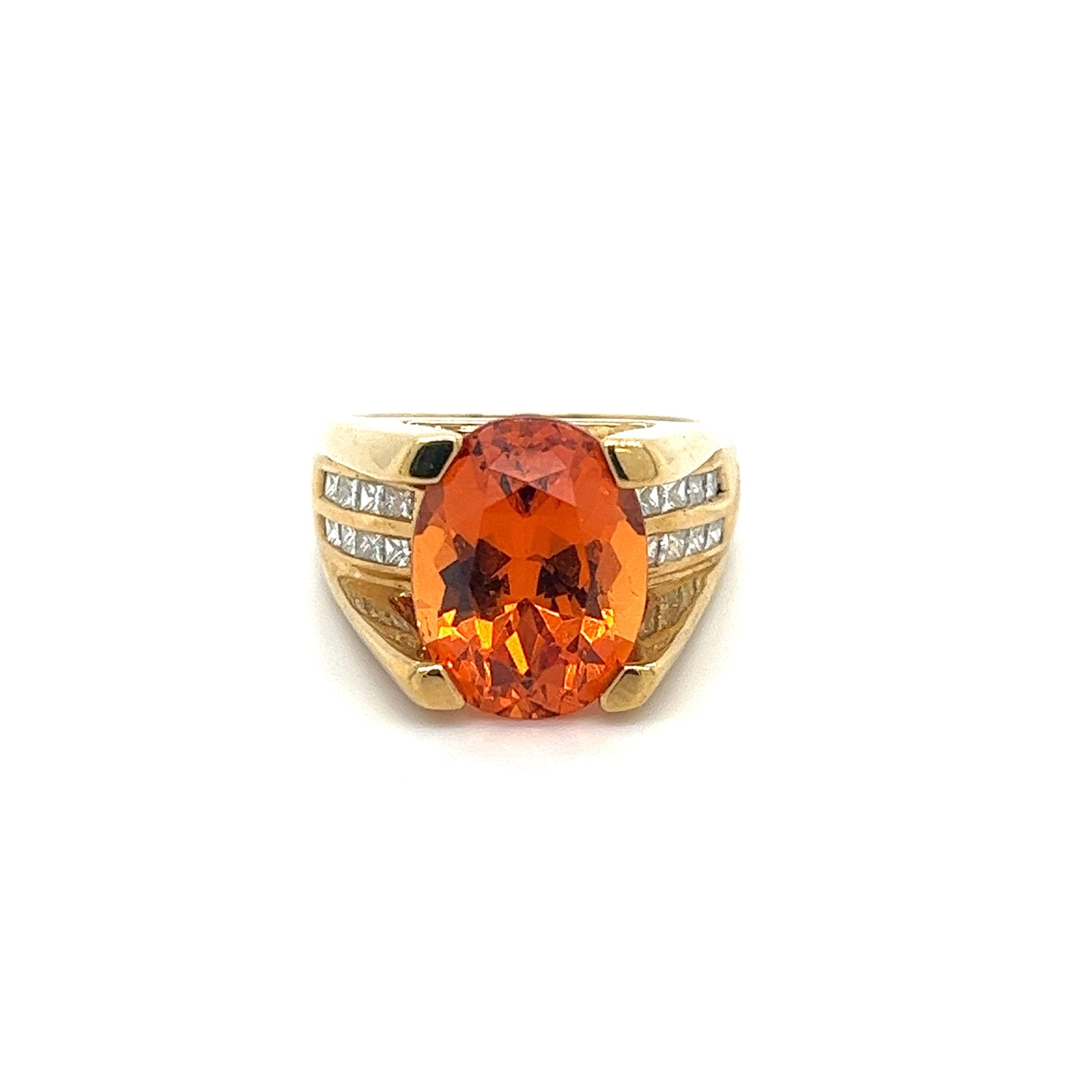GIA Certified Oval 13CT Mandarine Orange Spessartine Garnet Ring