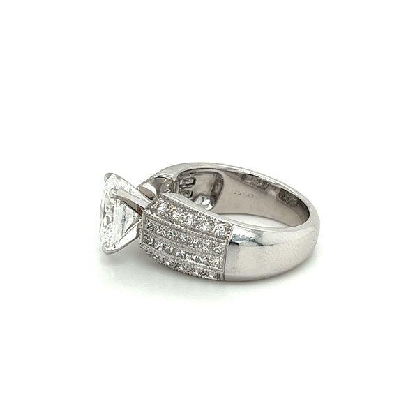 Bague de fiançailles large en or blanc 18K, taille ovale, 2.14 carats, certifiée GIA