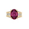 GIA Certified Oval Cut 7 Carat Purplish Red Tourmaline Ring with Diamond Sides in 18K Gold