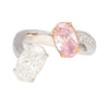 GIA Certified Oval Cut Fancy Orangy Pink & White Diamond Toi Et Moi 18K Ring