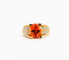 GIA Certified Oval Cut Orange Spessartine Garnet And Diamond 18K Dome Ring