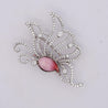 GIA Certified Pink Natural Saltwater Conch Pearl & Diamond Platinum Brooch