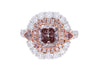 GIA Certified Radiant Cut Fancy Dark Brown Pink Diamond and Diamond Halo Wide Frame Ring in 18K White Gold