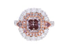 GIA Zertifizierter Radiant Cut Fancy Dunkelbraun Pink Diamant und Diamant Halo Breiter Rahmen Ring in 18K Weißgold