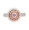 GIA Certified Round Cut Fancy Pink-Purple Diamond Ring with Diamond Halo