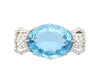 GIA Certified Vintage 62 Carat Aquamarine with Diamond Platinum Brooch/Pin