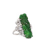 GIA Certified Vintage Carved Jadeite Jade & Diamond Statement Ring